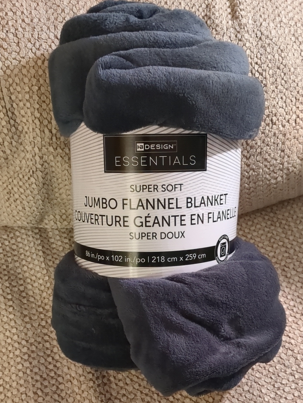 HB Design Essentials Super Soft Jumbo Flannel Blanket - Dark Gray
